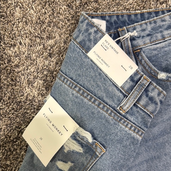 Flying Monkey Blue Straight Leg Jeans with Distressed Style - Picture 2 of 5